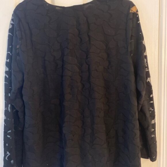 Women's INC NWT $69 Dreamy Garden Black Lined Lace Long Sleeve top blouse Sz OX - Picture 4 of 7
